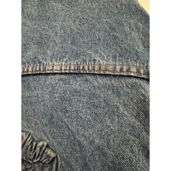 Vintage Denim Jean Jacket Coat Embossed Football Player Graphic X-Large Made USA - Picture 2 of 13